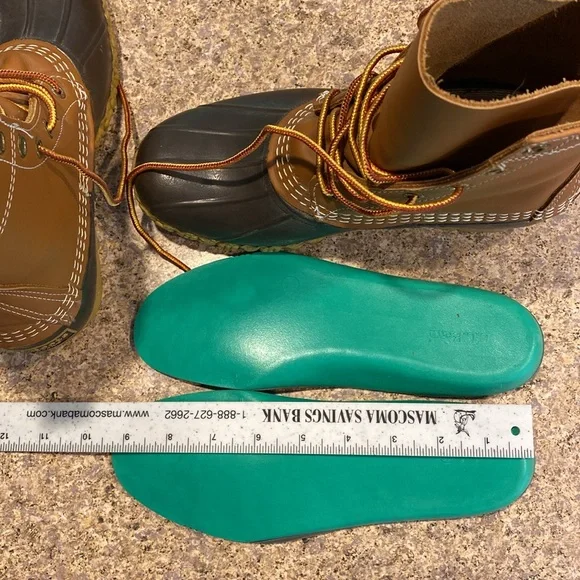 L. L. Bean Boots 8” Tan Brown 6M BM Waterproof Bottoms Duck Boots - Picture 15 of 17